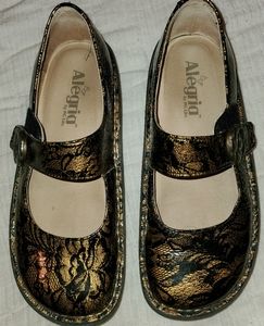 Alegria Black and Gold Mary Jane Shoes